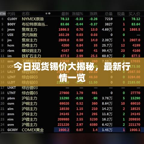 今日現貨錫價大揭秘，最新行情一覽