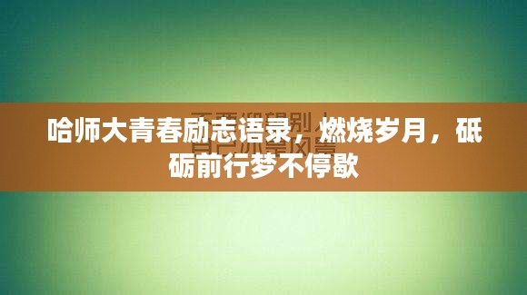 哈師大青春勵(lì)志語錄，燃燒歲月，砥礪前行夢(mèng)不停歇