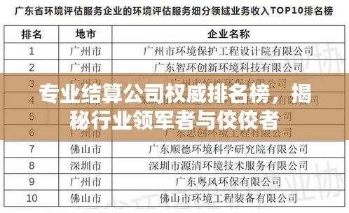 專業(yè)結(jié)算公司權(quán)威排名榜，揭秘行業(yè)領(lǐng)軍者與佼佼者